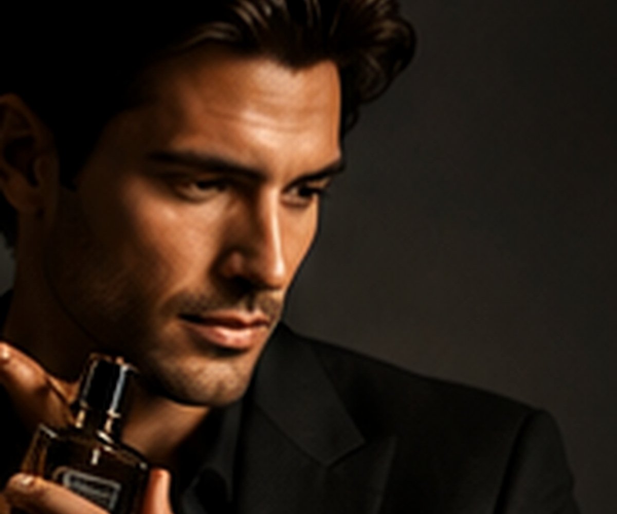 Man holding a luxury fragrance