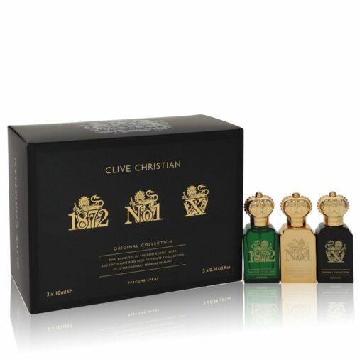 Clive Christian X by Clive Christian Gift Set -- Travel Set Includes Clive Christian 1872 Feminine, Clive Christian No 1 Feminine, Clive Christian X Feminine all in .34 oz Pure Perfume Sprays for Women