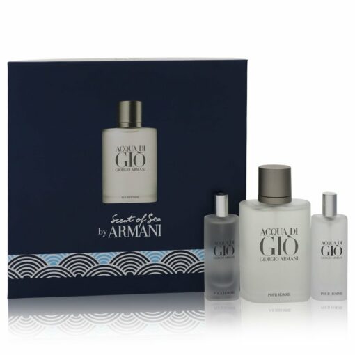 ACQUA DI GIO by Giorgio Armani Gift Set -- 3.4 oz Eau De Toilette Spray + 2x 0.5 oz Mini EDT Sprays for Men