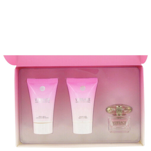 Bright Crystal by Versace Gift Set -- .17 oz Mini EDT + .8 oz Shower Gel + .8 oz Body Lotion for Women