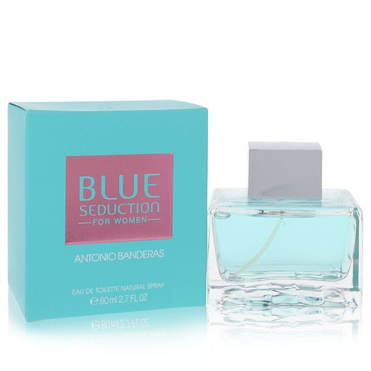Antonio Banderas Blue Seduction for Women 2.7 oz eau de toilette spray with turquoise box and clear bottle