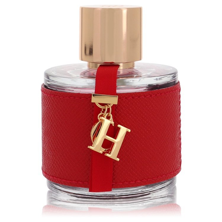 Carolina Herrera CH Eau De Toilette tester bottle with red textured wrap and gold H charm