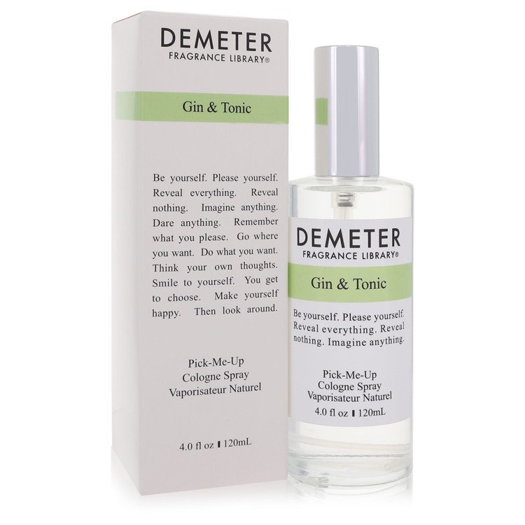 Demeter Gin & Tonic cologne spray 4 oz bottle and box with green label and text for men