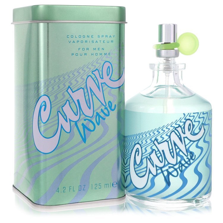 Liz Claiborne Curve Wave cologne spray for men, 4.2 oz bottle and matching green tin packaging